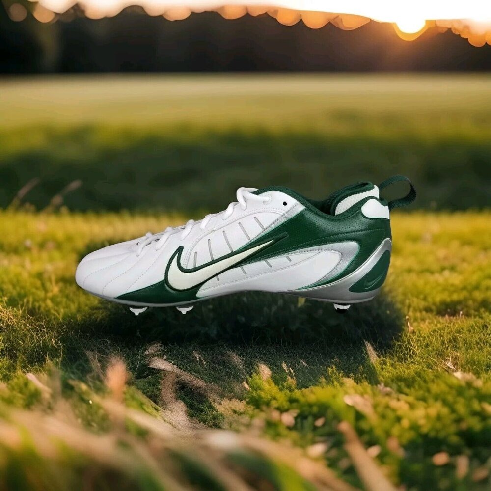 ✅ Men 13 Nike Super Speed D II Low Football Cleat White/Deep Forest Promo Sample